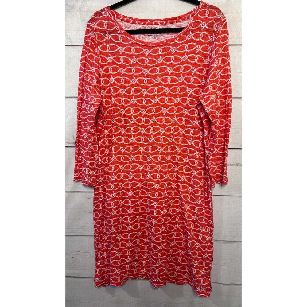 Vineyard Vines Orange and White Midi Dress